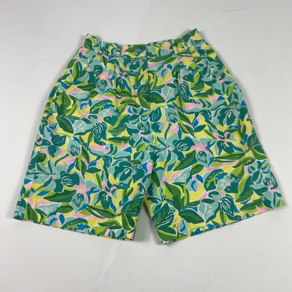 Lilly Pulitzer‎ Tropical Floral Print Shorts Womens Small High Rise Pleated